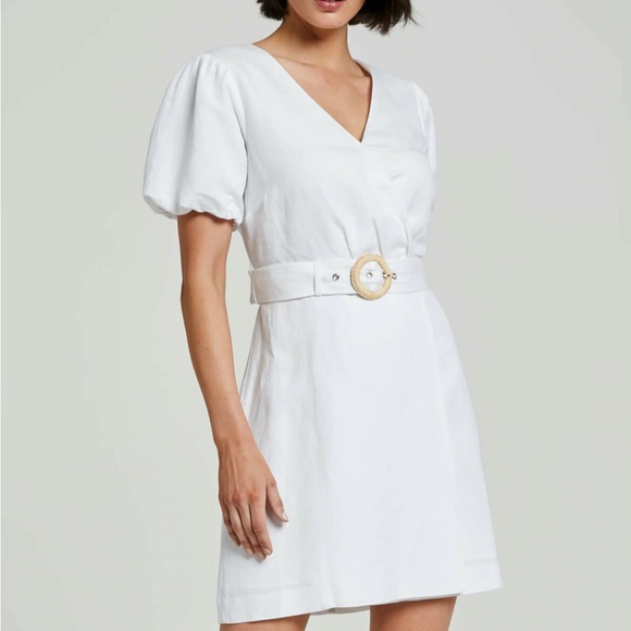 PORTMANS Linen Blair Puff Sleeve Wrap Dress - Picture 2 of 10
